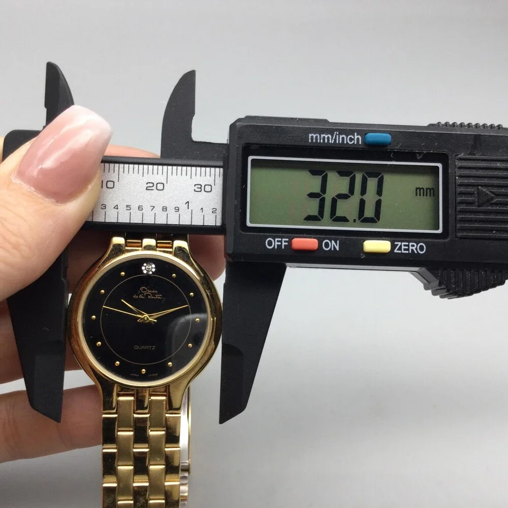 Oscar De La Renta Womens Watch 32mm Black Dial Gold Tone Dress New Battery 7.75